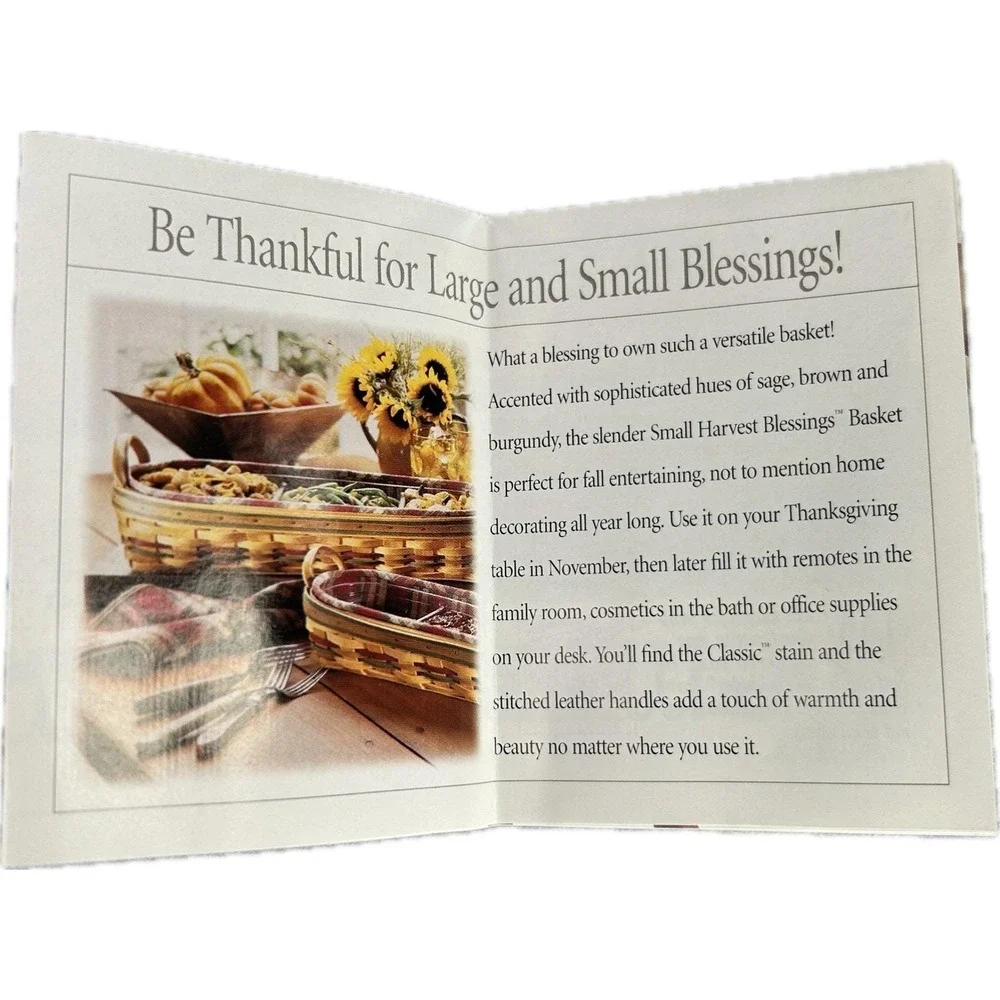 Longaberger 2000 Autumn Reflections Small HARVEST BLESSINGS BASKET 2 Protectors